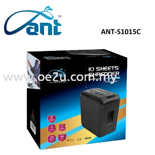 ANT-S1015C Cross Cut Personal Shredder (Shred Capacity: 10 Sheets, Cross Cut: 4x35mm, Bin Capacity: 15 Liters)