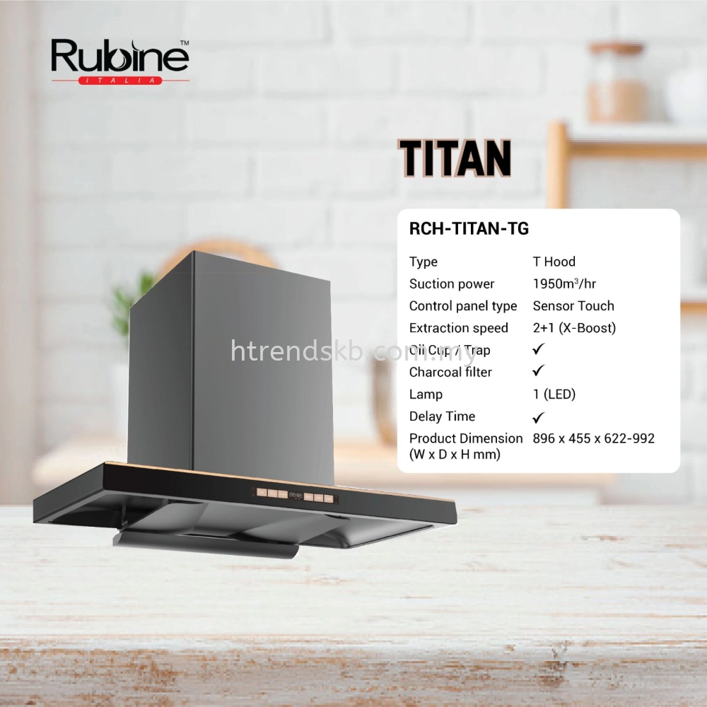 Rubine Avant-Garde Series Chimney Hood RCH-TITAN-TG