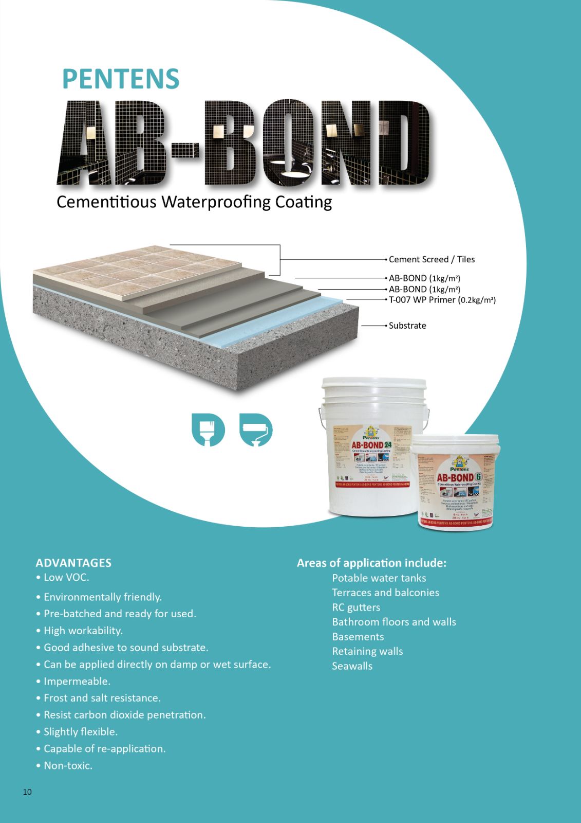 Pentens AB-Bond  |  Cementitious Waterproofing Coating