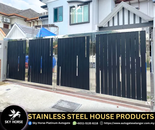 Folding Auto Gate Stainless Steel and Aluminum with Track Designs Kepong | Malaysia 