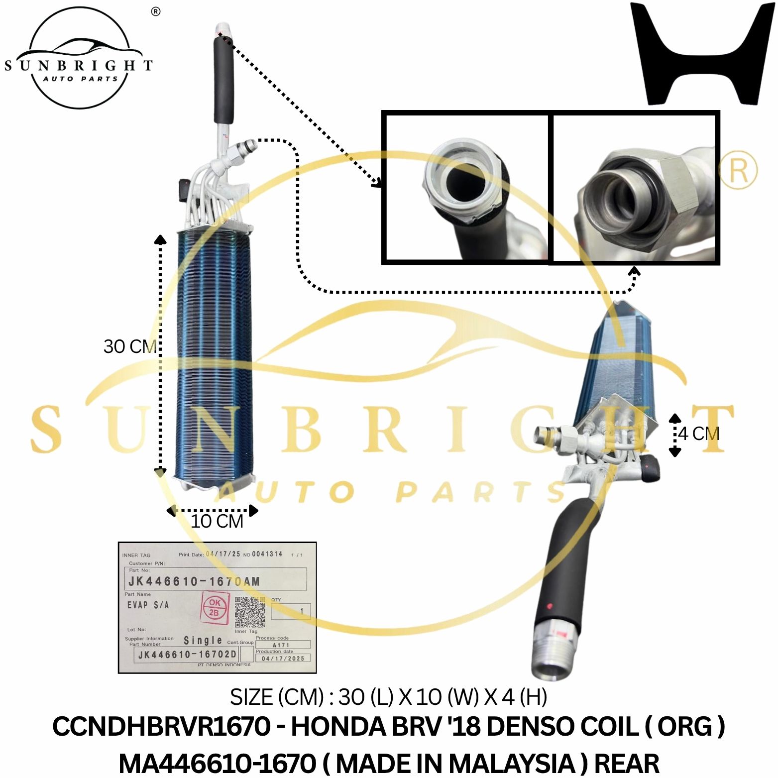 CCNDHBRVR1670 - HONDA BRV '18 DENSO COIL ( ORG ) MA446610-1670 ( MADE IN MALAYSIA ) REAR