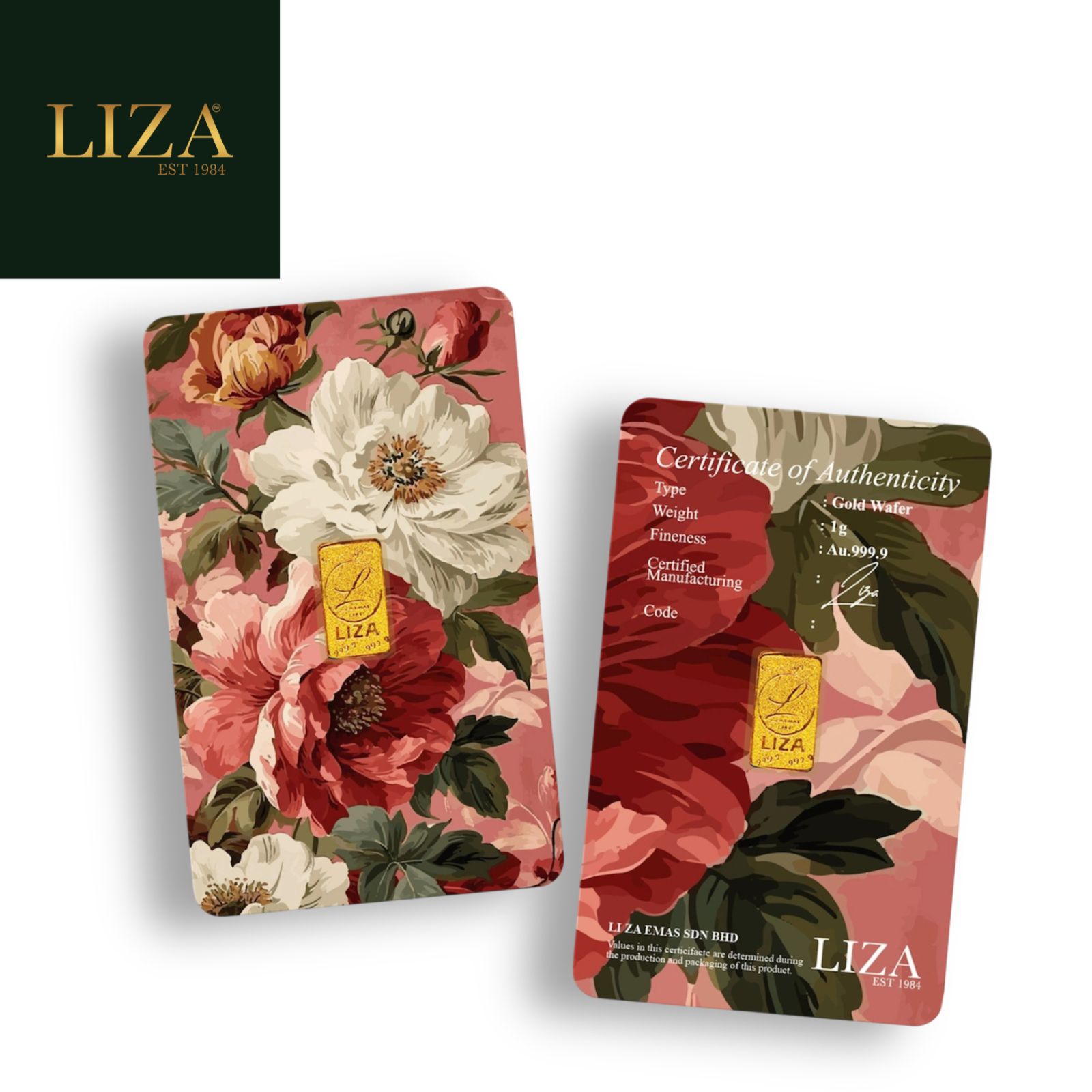 LIZA 1g 999.9 Gold Bar (Flower Pink | 粉色花朵）