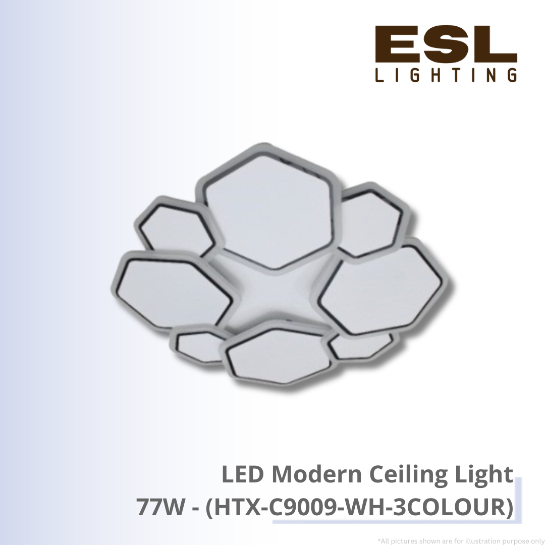 LED Modern Ceiling Light 77W - HTX-C9009-WH-3COLOUR