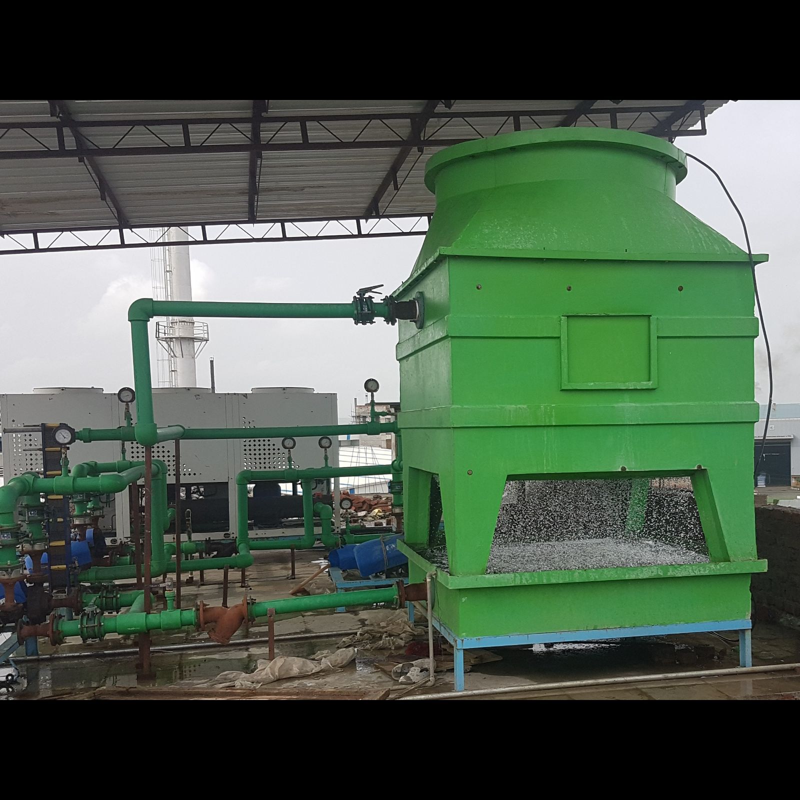 FRP (Fiberglass Reinforced Plastic) cooling tower installation