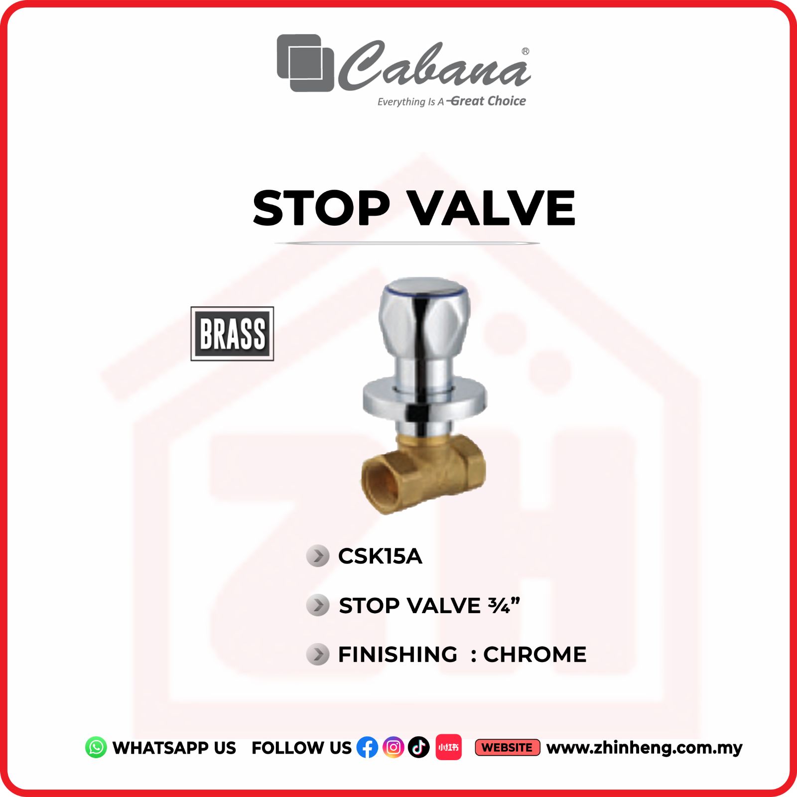 CABANA Stop Valve 3/4"   CSK15A