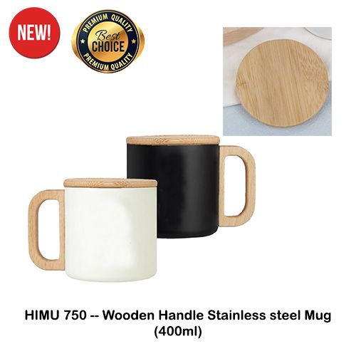 HIMU750 -- Wooden Handle Stainless steel Mug