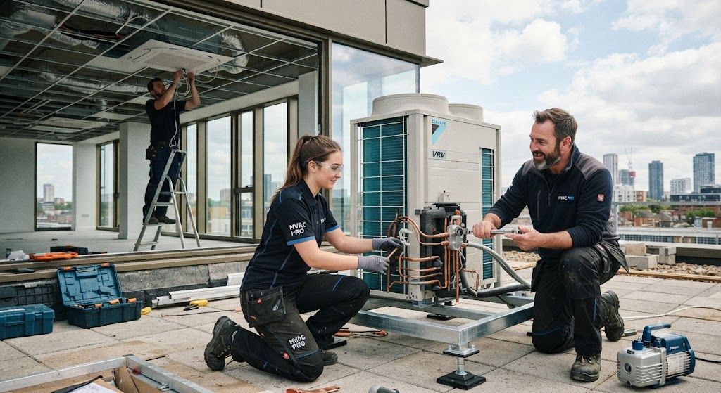 VRF system indoor and outdoor unit installation