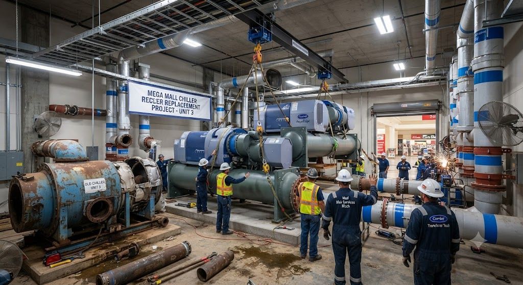 Mega mall centrifugal chiller replacement