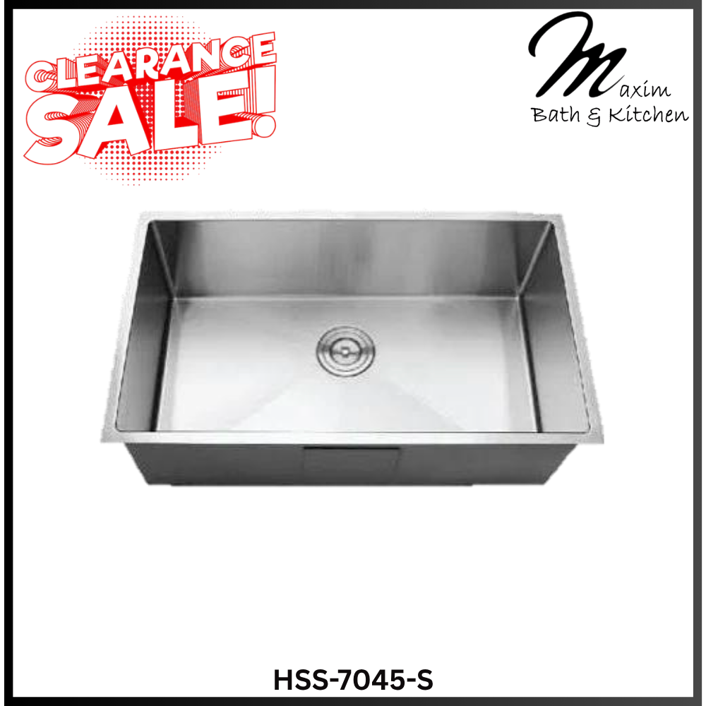 (Display Clearance) HSS-7045-S SUS304 Stainless Steel Single Bowl Undermount Kitchen Sink 700×450×245mm | Heavy-Duty 2.0/1.2mm Anti-Rust Lifetime Warranty