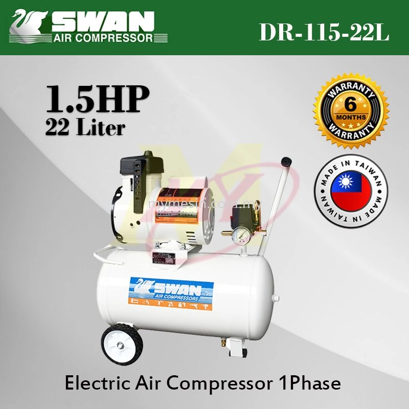 SWAN DR115-22L Air Compressor Oil Less 1.5Hp 240V c/w Certificate [Code : 4273]