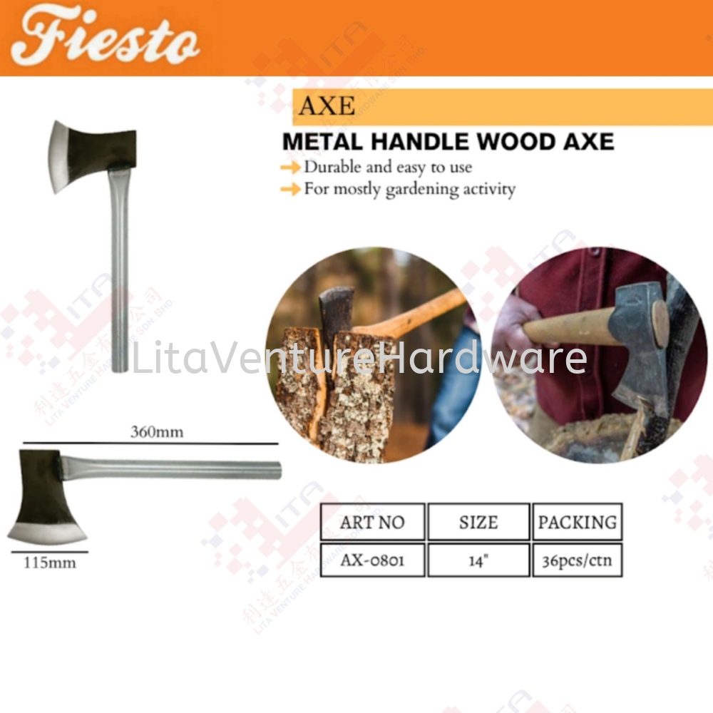 FIESTO BRAND METAL HANDLE WOOD AXE - AX0801