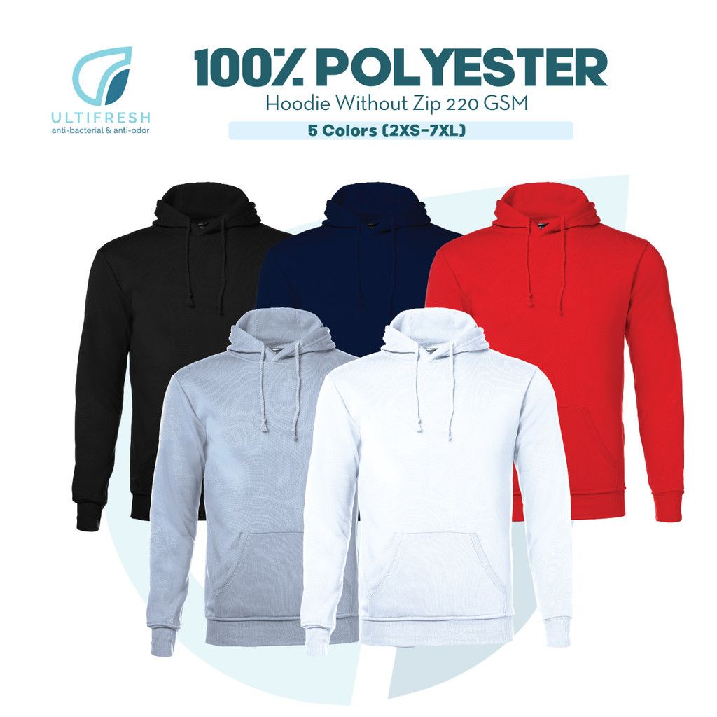 ULTIFRESH Anti-Bacterial Plain Hoodie Without Zip Adult Jacket UHD30