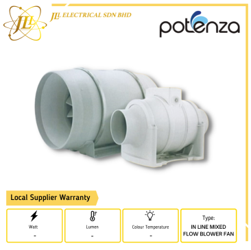 POTENZA CYCLONIC SERIES IMF IN-LINE MIXED FLOW FAN [100MM/125MM/150MM/200MM/250MM/315MM]