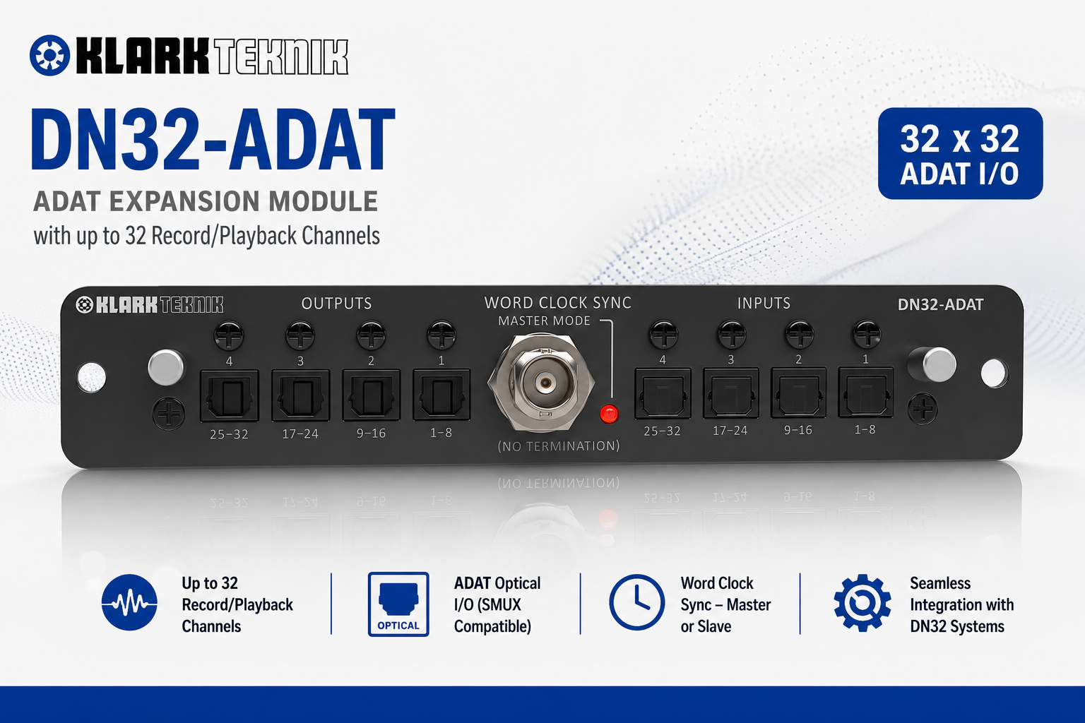 Klark Teknik DN32-ADAT – ADAT扩展模块，支持多达32个录音/回放通道