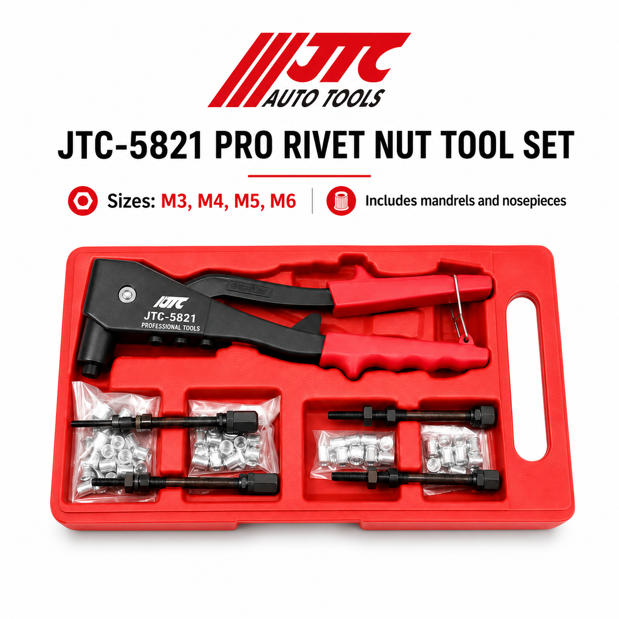 Professional Rivet Nut Tool Set, M3–M6 Nutsert Installation Kit | TL-SET-000005