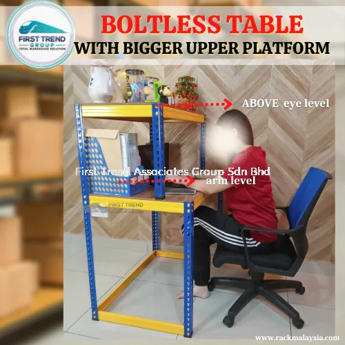 Boltless Table Rack Meja Rak Double Layer Multipurpose Table Home Table / Meja Komputer / Meja Serbaguna (BIG)