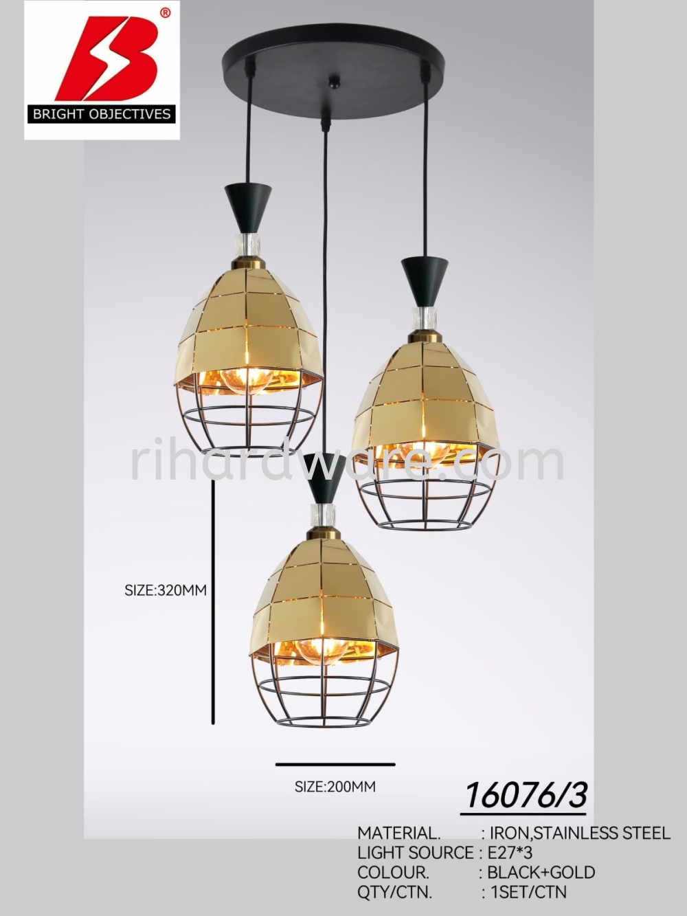 Modern Pendant Lamp/ Hanging Light 3 in 1 - 16076/3R