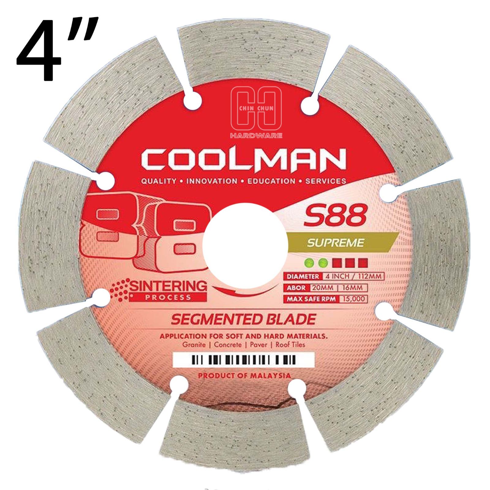 COOLMAN S88 SEGMENTED DRY BLADE 4"