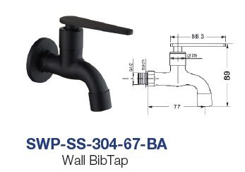 SWP-SS-304-67-BA  Wall Bib Tap - SUS304 Black