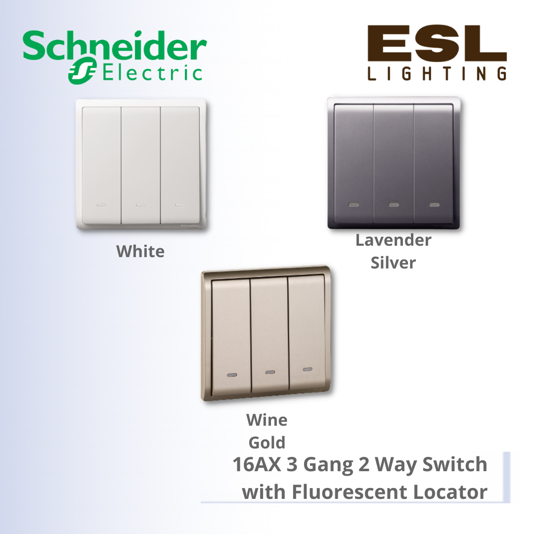 [DISCONTINUE] SCHNEIDER Pieno 16AX 3 Gang 2 Way Switch with Fluorescent Locator - E8233L2F_WE_G11 E8233L2F_LS_G11 E8233L2F_WG_G11