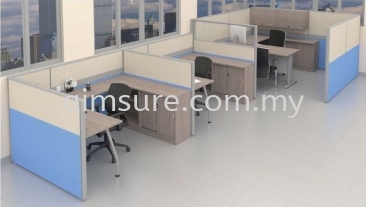 Executive office workstation furniture with back cabinets front view