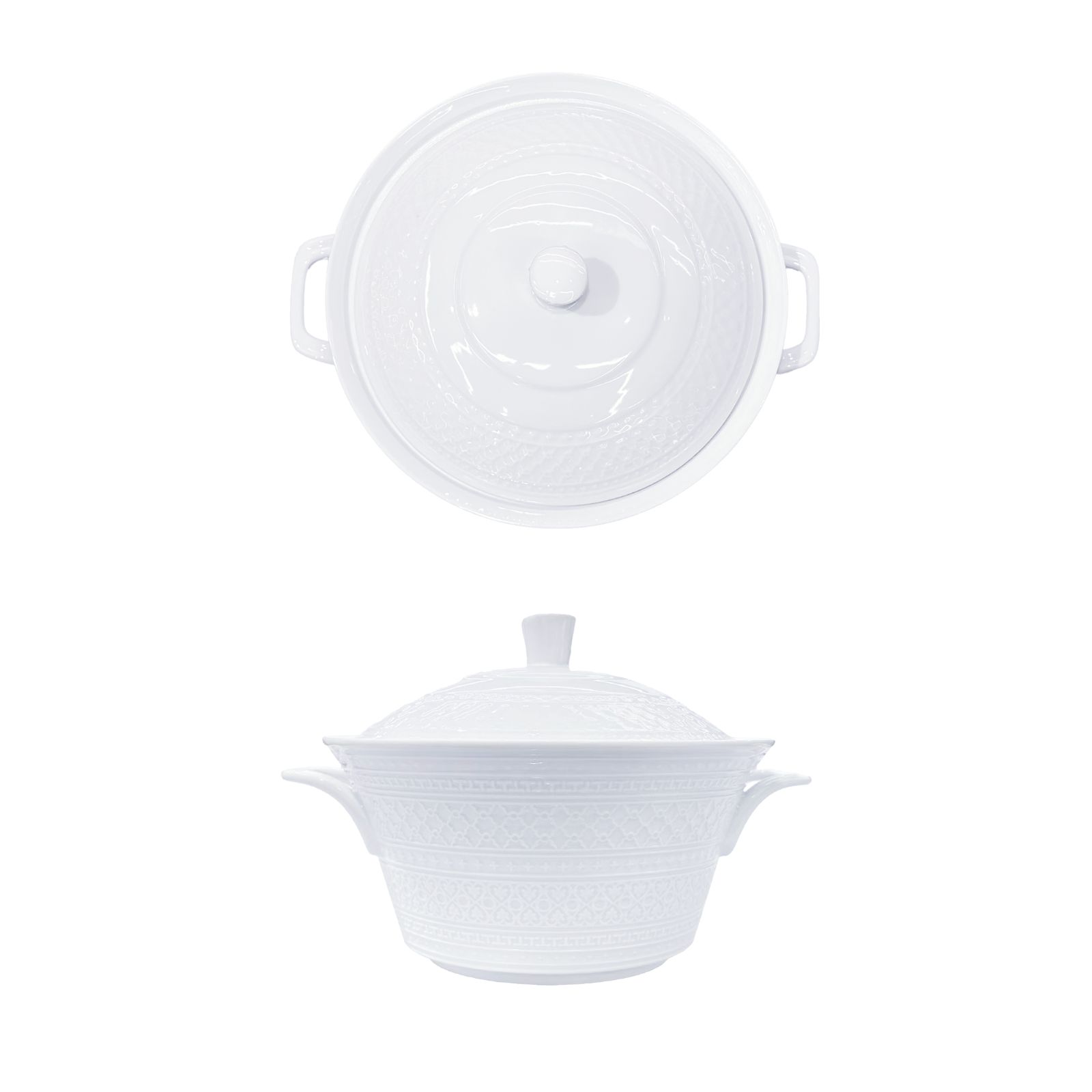DR-YGB-9.5 Blossed ribbed pot 月光白9.5 浮雕棱纹锅