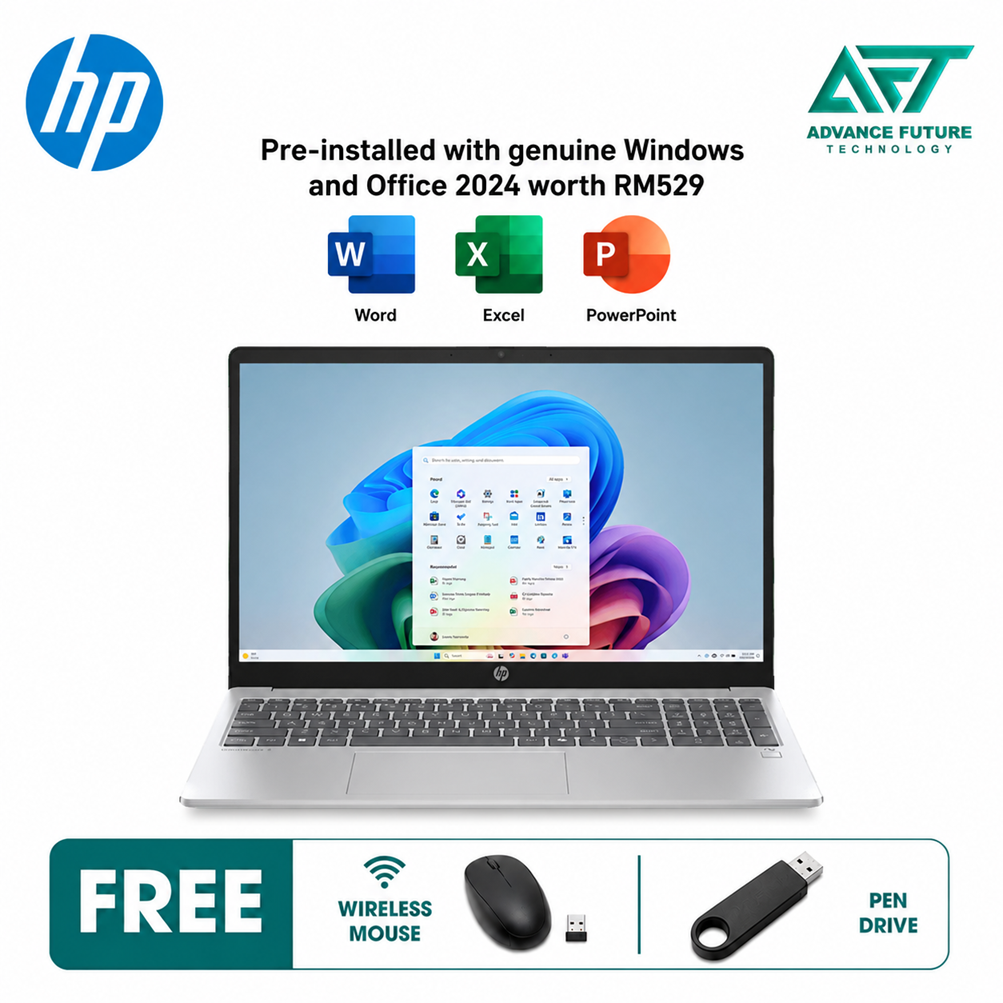 HP Omnibook 3 15-fn0000AU 15.6" FHD AI Laptop Glacier Silver ( AMD Ryzen AI 5 340, 16GB, 512GB SSD, ATI, W11, H&S 2024&M365 )