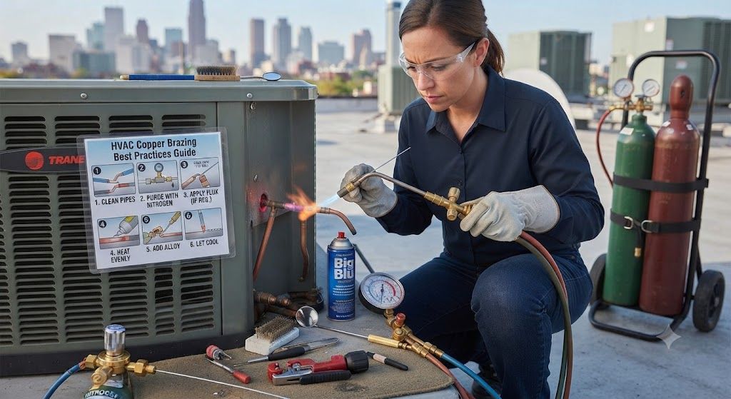 HVAC copper pipe torch brazing best practices