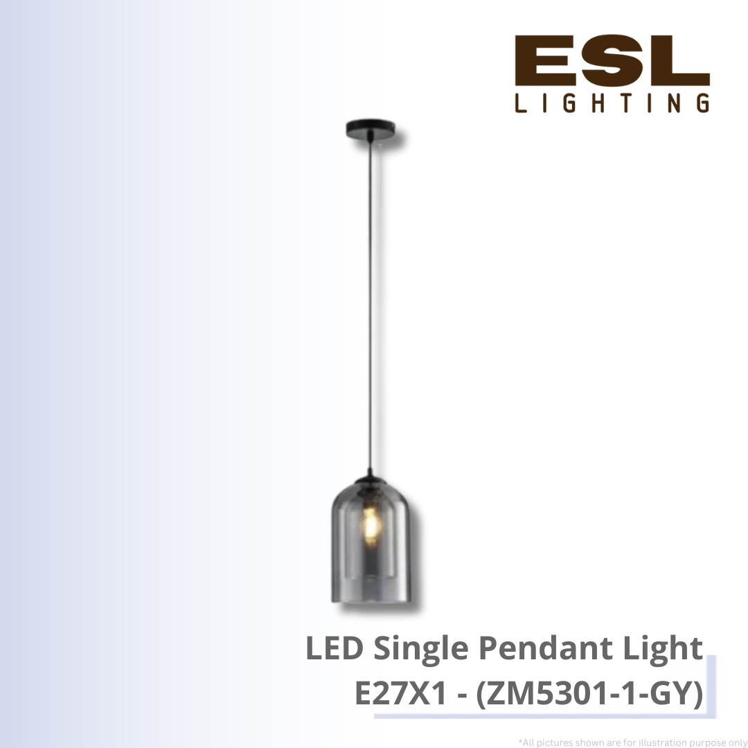LED Single Pendant Light E27X1 - ZM5301-1-GY