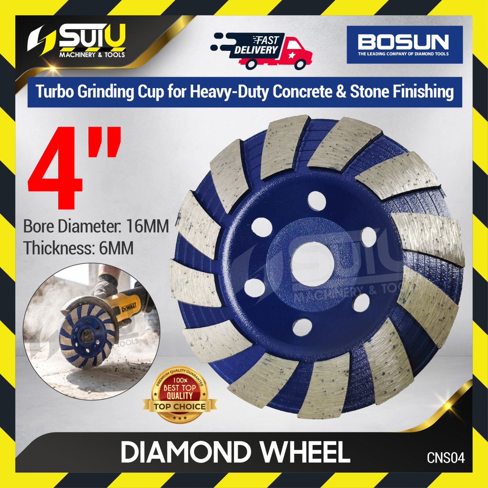 BOSUN X GOLD HORSE CNS04 1PC 4" / 100MM Diamond Cup Wheel