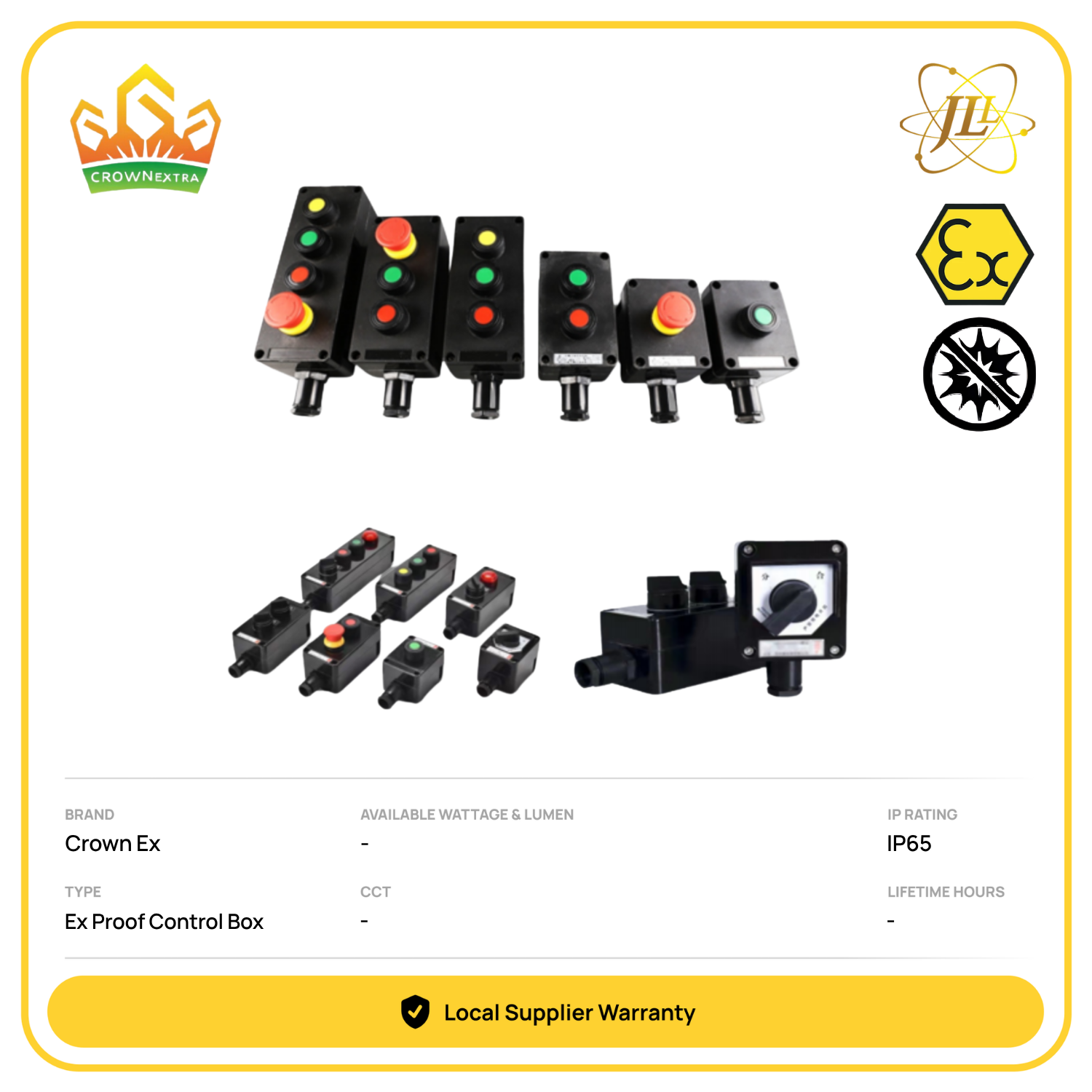 CROWN EX ZXF8030 SERIES 220V/380V 16A IP65 EXPLOSION PROOF HAZARDOUS FLAMEPROOF ANTI SPARK ANTI-CORROSION GRP CONTROL BOX ZONE 1 & 2 [CUSTOMIZABLE] [BUTTON/INDICATOR/SWITCH]
