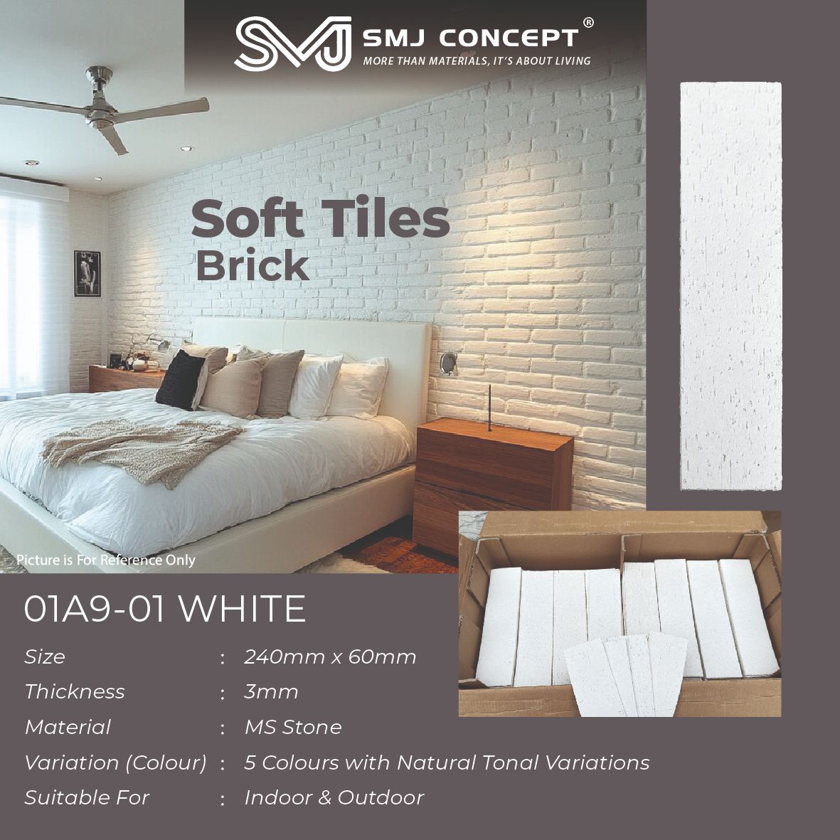 Soft Tiles Rough Stone | White | 01A9-01