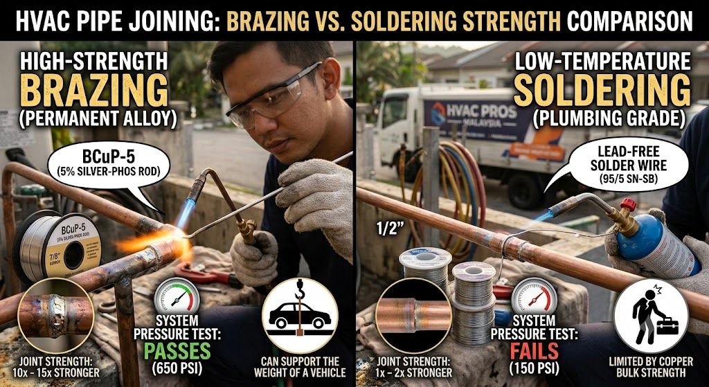 brazing vs soldering strength HVAC applications