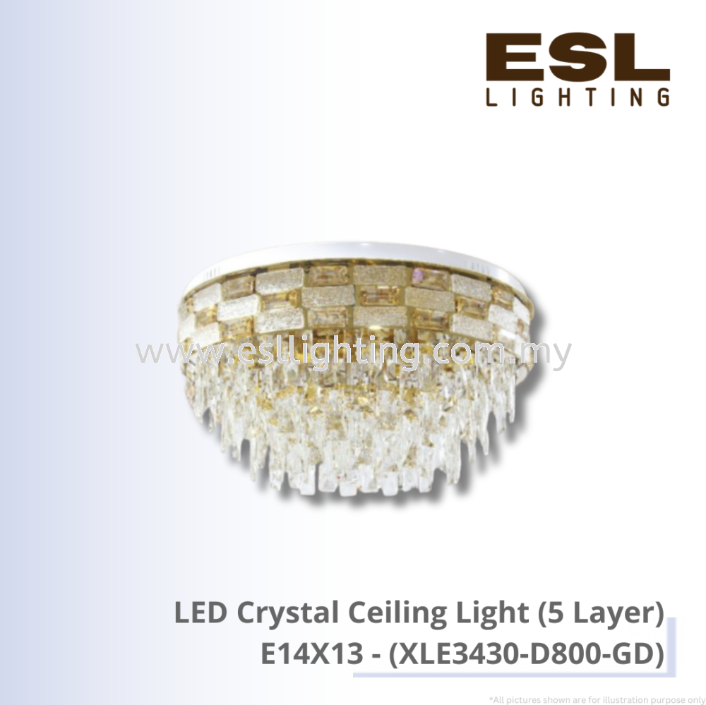 LED Crystal Ceiling Light E14X13 (5Layer) - XLE3430-D800-GD