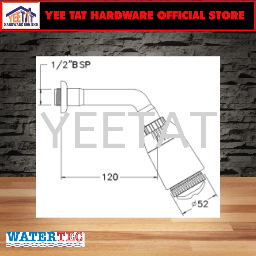 [ WATERTEC ] PVC Shower Arm + Rose 102 (FSR-AR0129-1WPWHT)