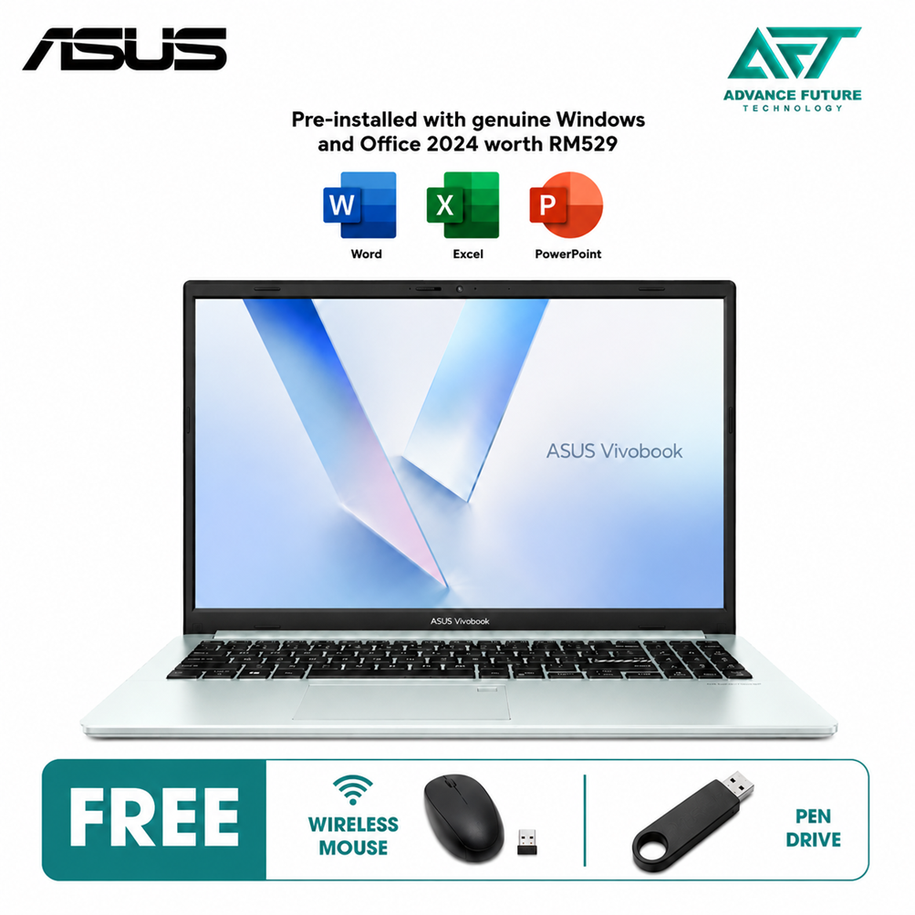 Asus VivoBook Go 15 E1504F-ABQ062WS 15.6" FHD Laptop Green Gray ( AMD Ryzen 5 40, 16GB, 256GB SSD, ATI, W11, H&S 2024&M365 )