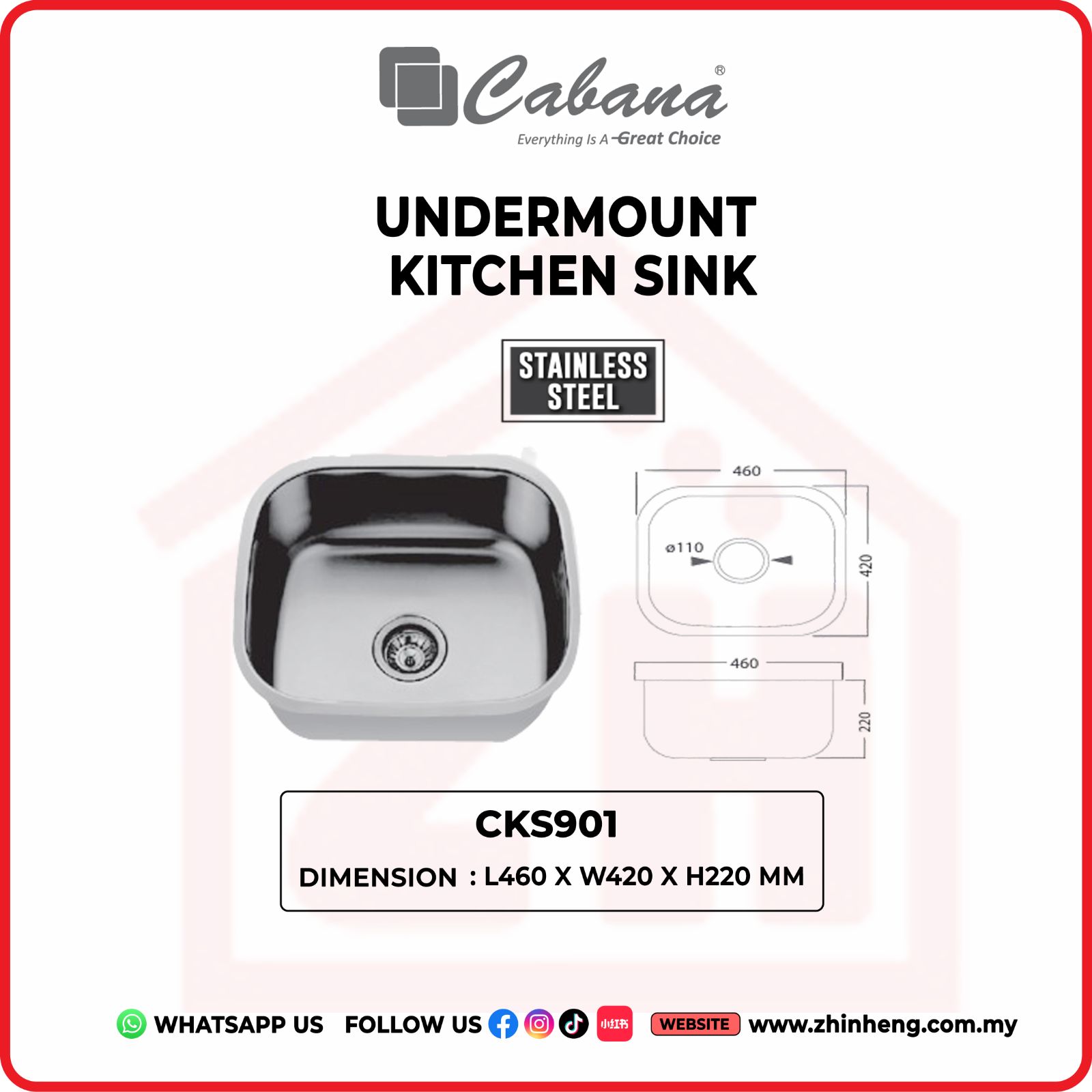 CABANA UNDERMOUNT KITCHEN SINK CKS901