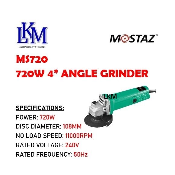 [MOSTAZ] MS720 720W 4" 100MM ANGLE GRINDER