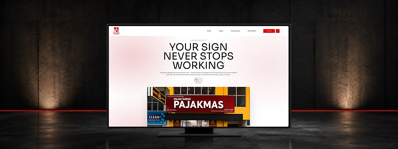 V 1 Sign & Advertising Signage Website Design Case Study in Selangor