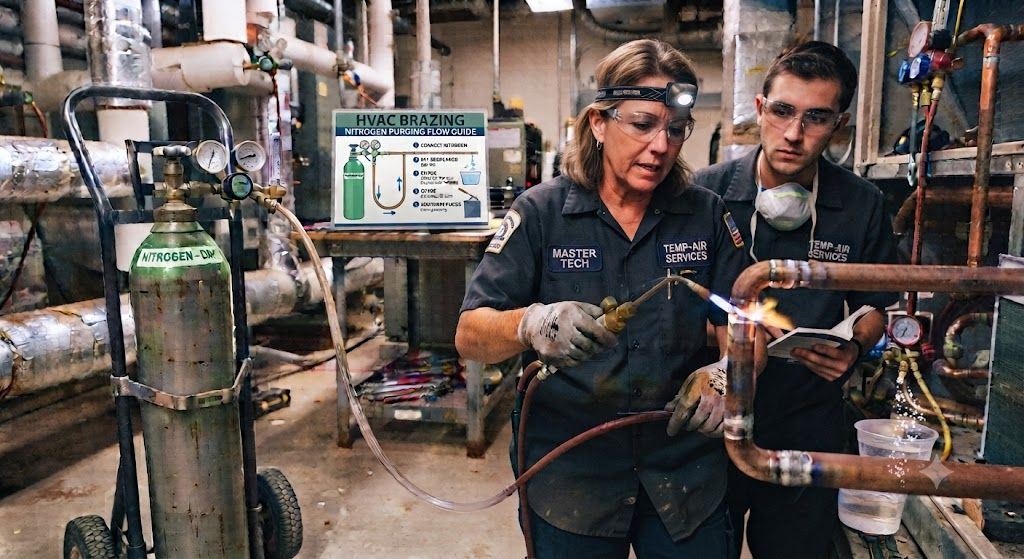 nitrogen flow HVAC brazing oxidation prevention