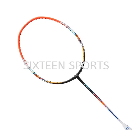 Li Ning Windstorm 72 Black Orange White Badminton Racket (C/W Lining No.1 String & Overgrip)