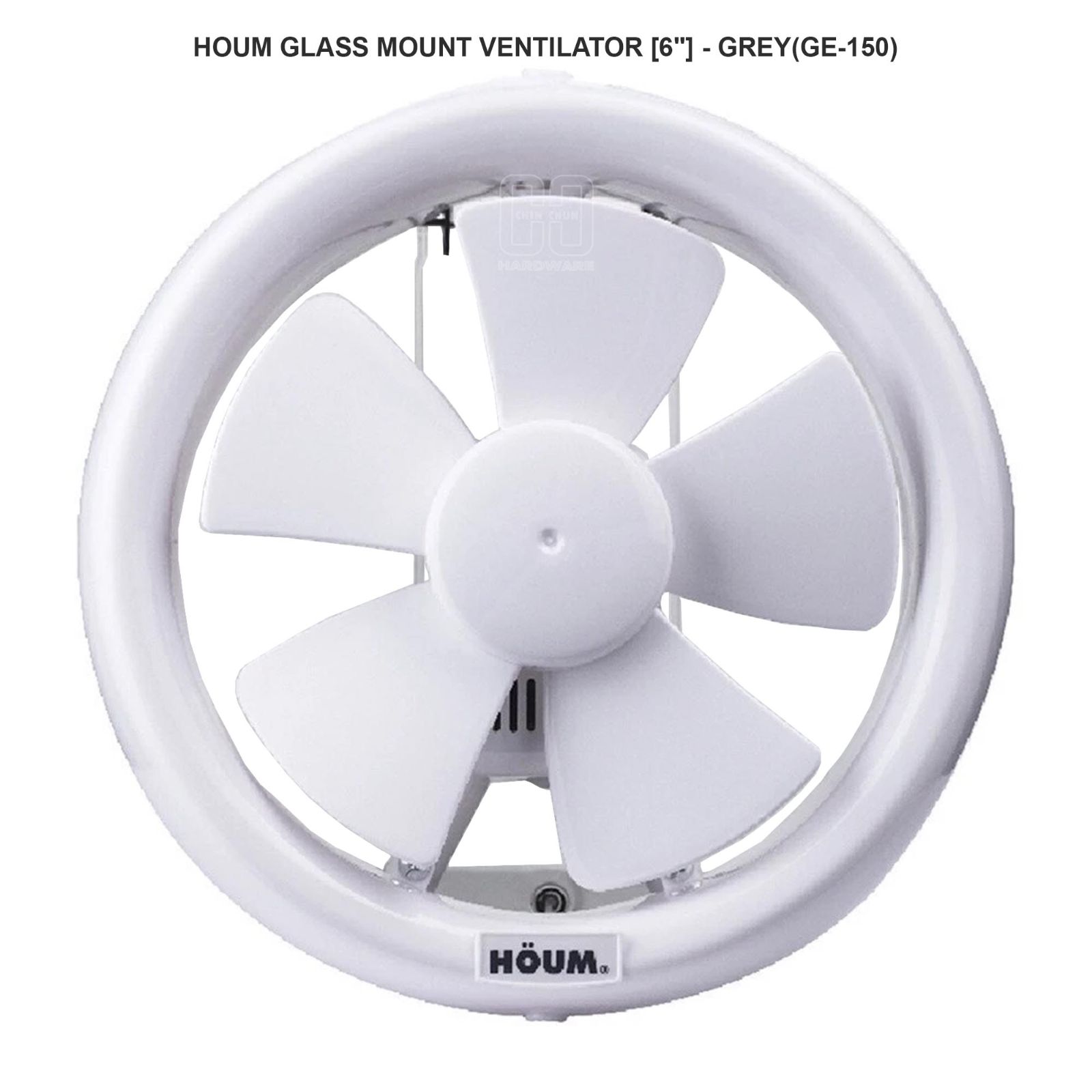 HOUM GLASS MOUNT VENTILATOR 6" GREY (GE-150)
