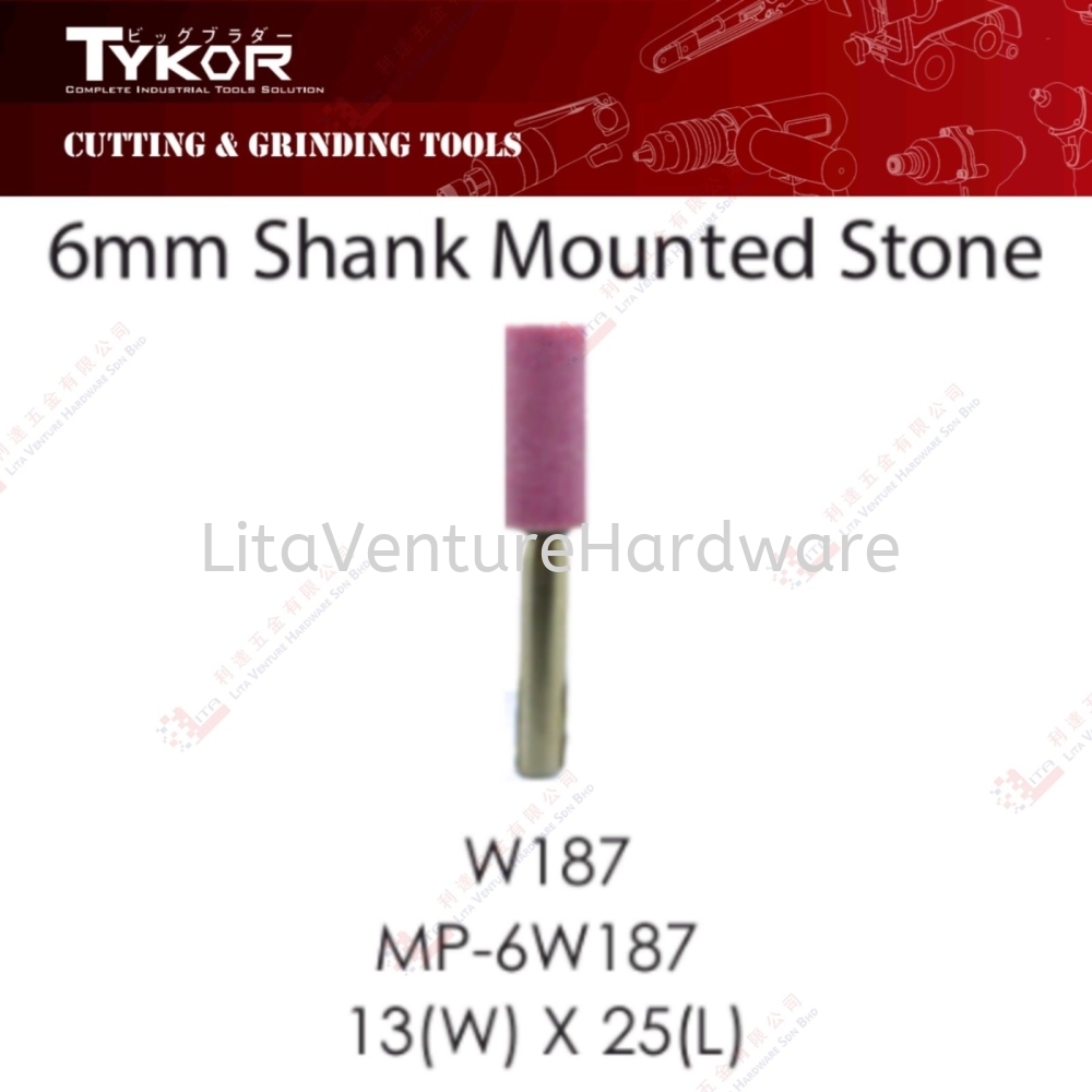 TYKOR BRAND 6MM SHANK MOUNTED STONE - W187 MP6W187 13WX25L