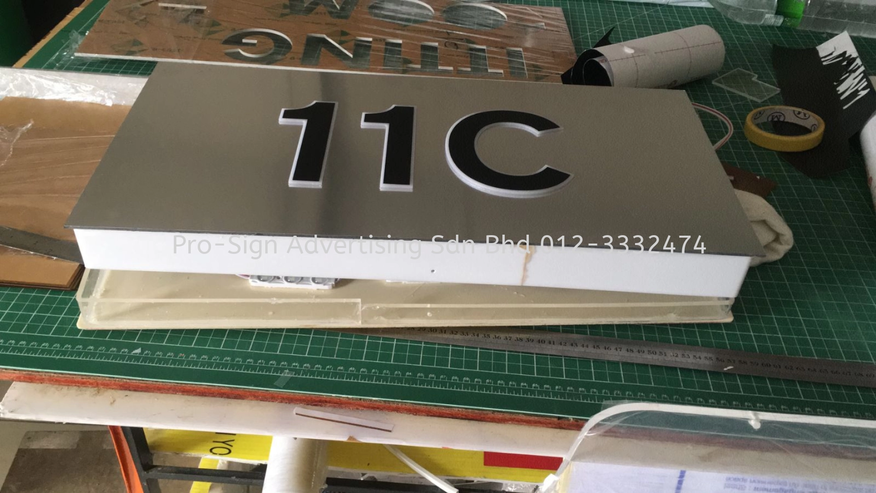 ACRYLIC LIGHTOX WITH ACM ROUTER CUT OUT NUMBERING (HOUSE NUMBER SIGN, 2022, SUBANG JAYA)