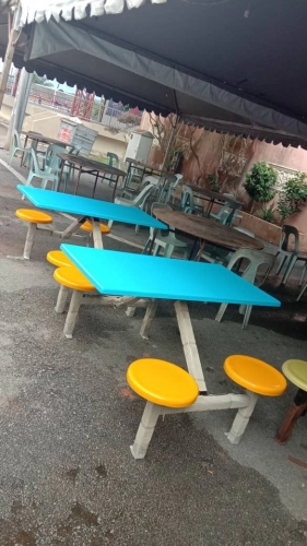 4 Seater Food Court Table and Bench Set | Fibreglass Table Bench | Factory Canteen School College University Cafeteria Table Bench | KL | Bangi | Bayan Lepas | Ipoh | Kuala Terengganu | Lunas