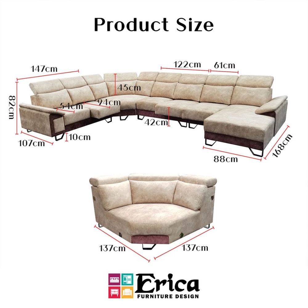 N1703 Corner Sofa (Leather/Fabric)