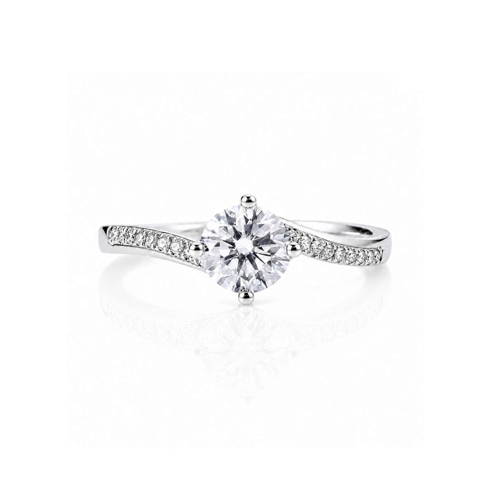 Roman & Co Serava Twist Pav茅 Diamond Solitaire Engagement Ring