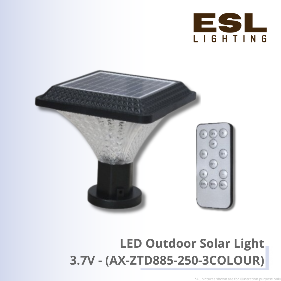 LED Outdoor Solar Light 3.7V - AX-ZTD885-250-3COLOUR IP65