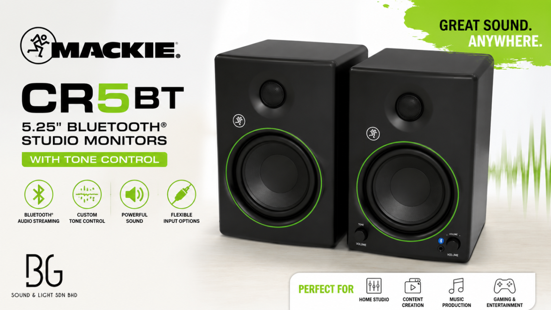Mackie CR5BT 5.25" Bluetooth Studio Monitors with Tone Control