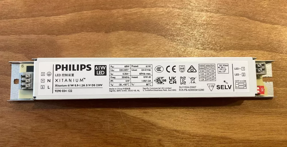 PHILIPS XITANIUM 61W 0.9-1.2A 51V DS 230V LED ELECTRONIC BALLAST/DRIVER 929003412280